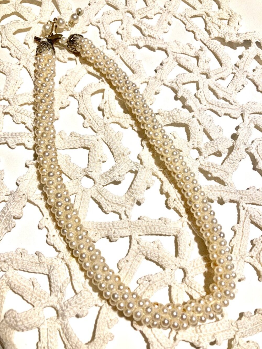 Vintage Pearl Choker Necklace with Hook Clasp